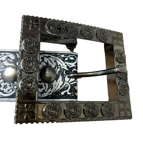 Vintage So Cal Washed Up Hollywood Leather Embossed Greek God Face Belt L/XL main image 7